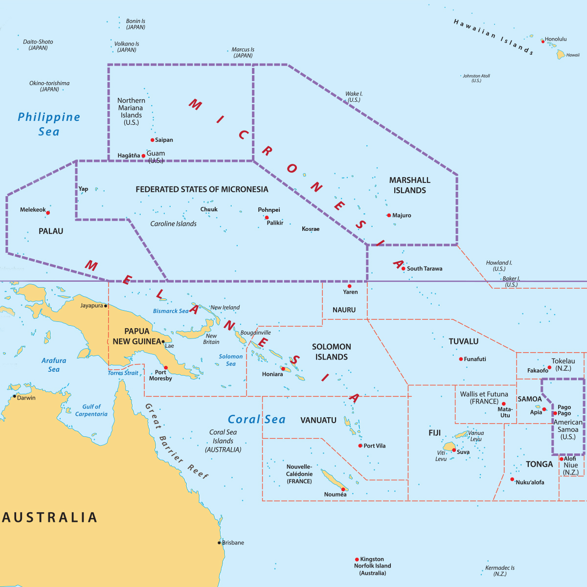 U.S. Pacific Island Jurisdictions Map